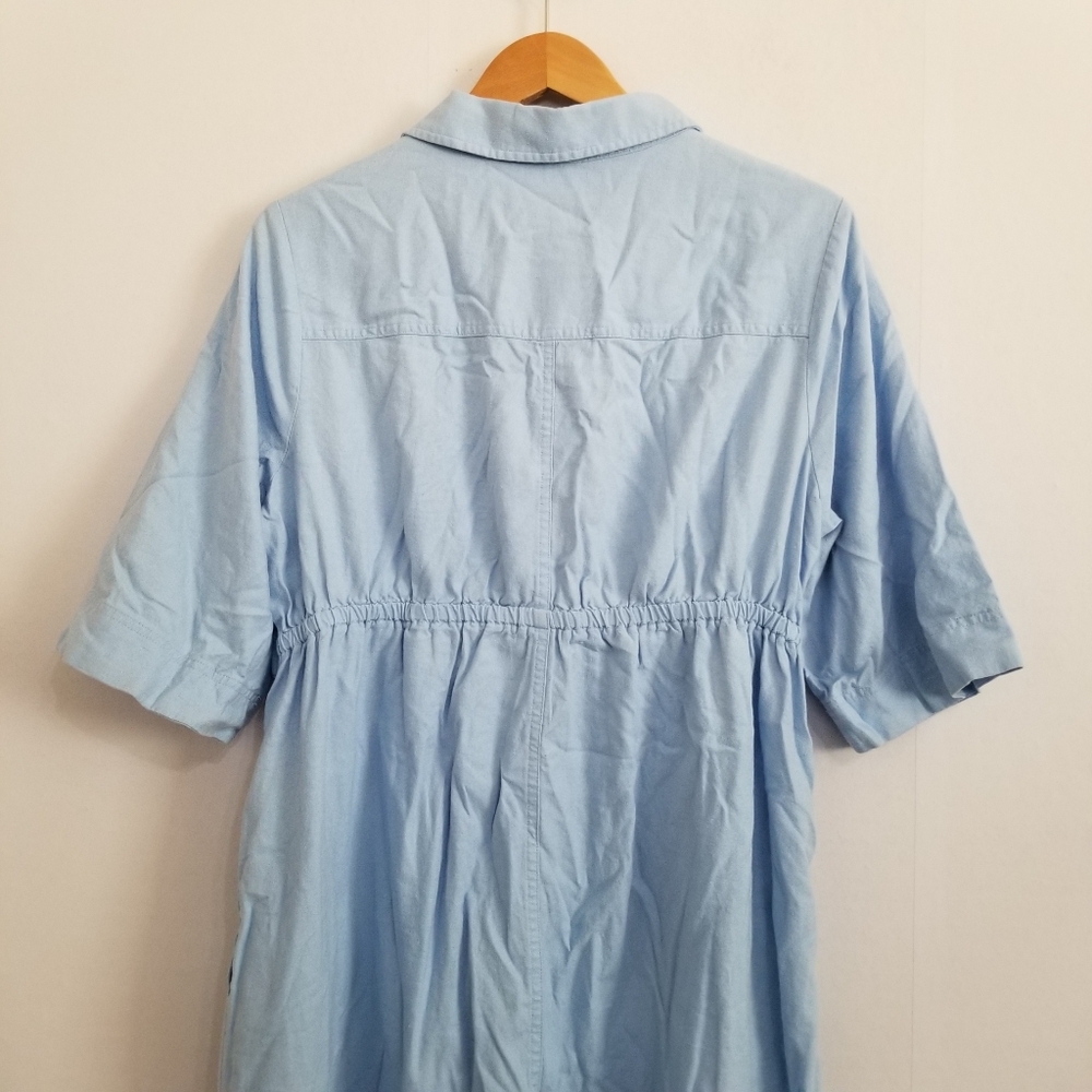 NWT Isabel Maternity Blue Linen Midi Shirt Dress Size XL - Picture 5 of 8